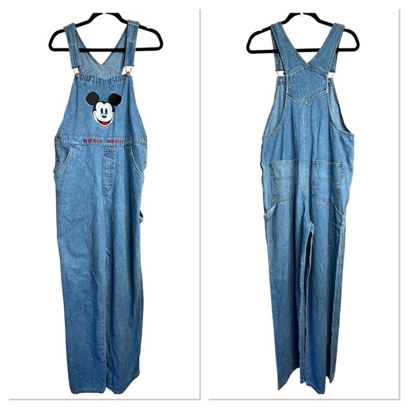 Disney Denim - Vintage Disney Catalog Embroidered Mickey Mouse Denim Overalls Women’s Large